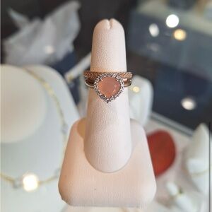 Bronzallure 18kt Rose Gold 2 set rings (Pink Chalcedony / Rose Quartz)